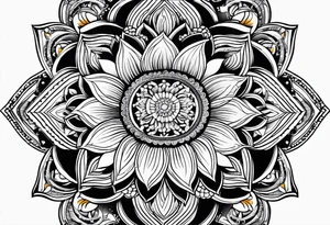 Mandala sun flower tattoo idea