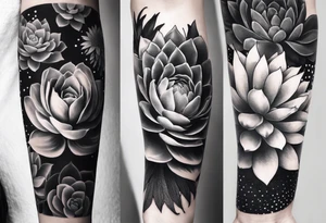 Western floral and succulent forearm sleeve tattoo idea