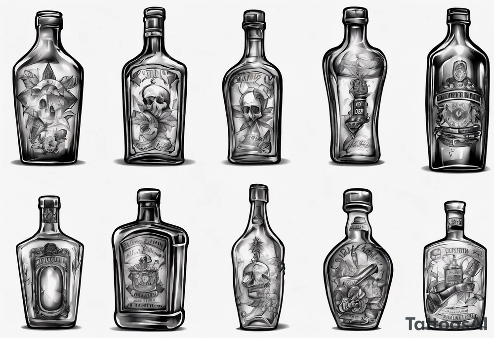 Old alcohol bottles tattoo idea