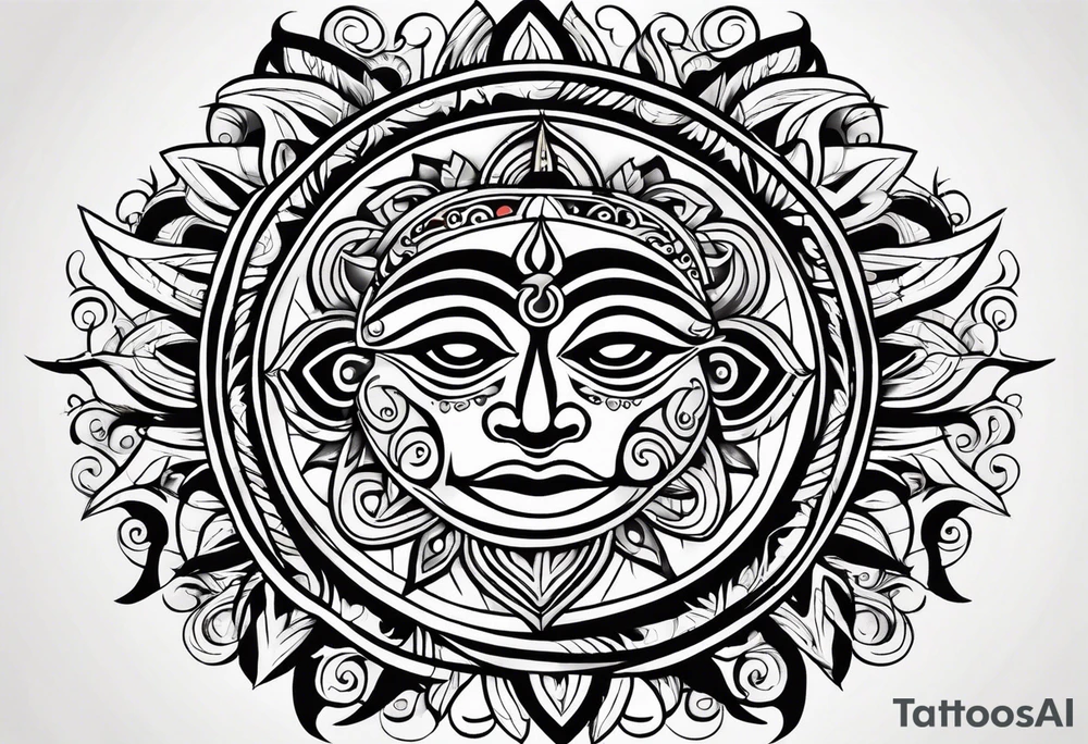 Puerto Rican taino tribal sun tattoo idea