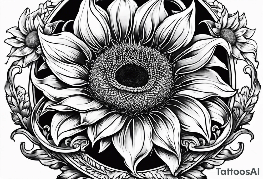 Horseshoe with a sunflower tattoo idea