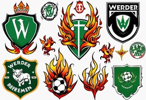 werder bremen fußball, flammen, wappen tattoo idea