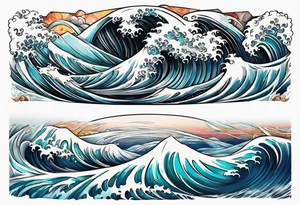 Waves leg sleeve tattoo idea
