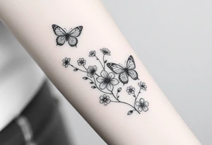 spring violet flowers and butterflies, more butterfly, and sprinkels, flower are violet tattoo idea