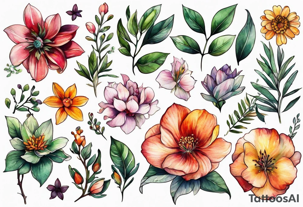 tiny botanic tattoo idea