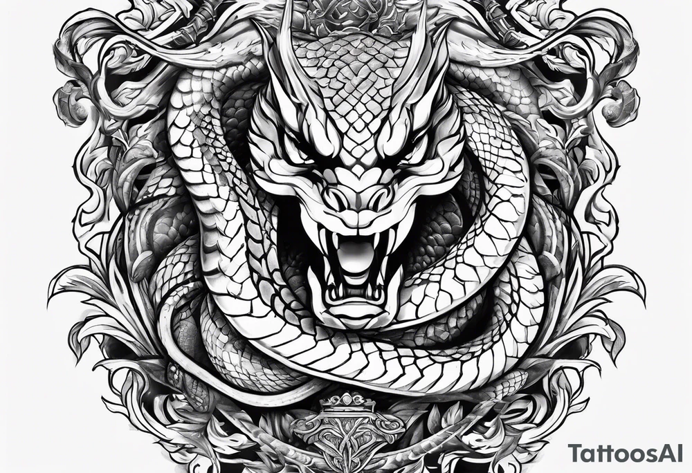 Trident weapon with snake tattoo idea
