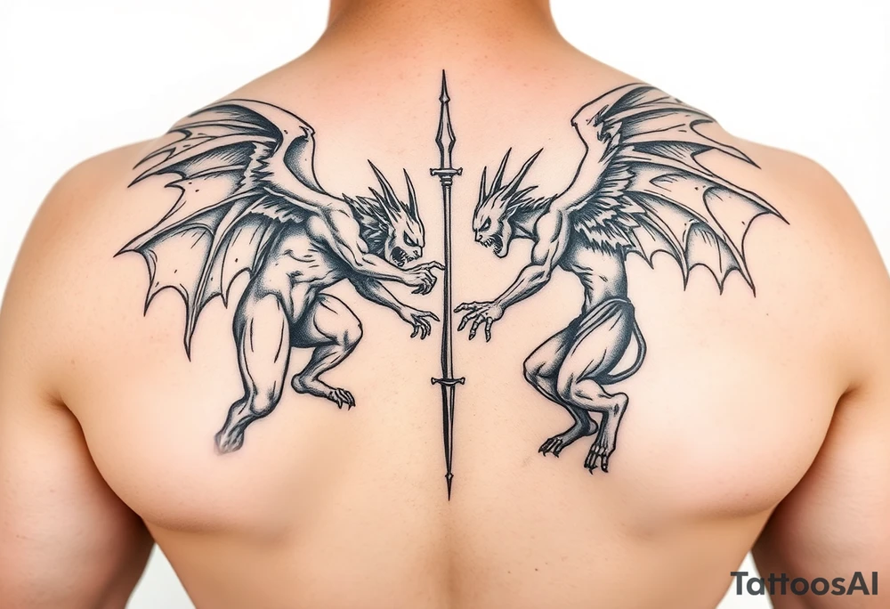 Demons and angels fighting tattoo idea