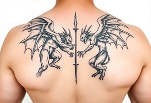 Demons and angels fighting tattoo idea