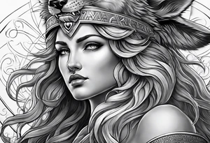 greek god zeus, full sleeve, attractive female face with wolf headress, chemical formula for protein, wolf, full body zeus tattoo idea