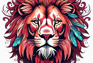 powerful majestic lion, eating a flamingo with feathers and blood and guts tattoo idea