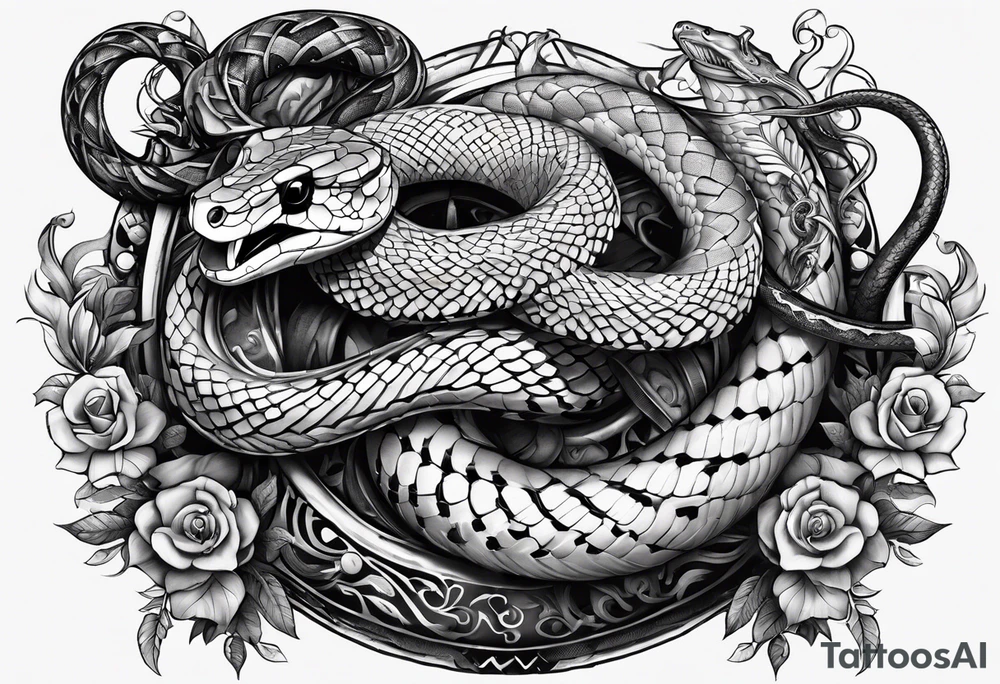 snake around caddeus tattoo idea