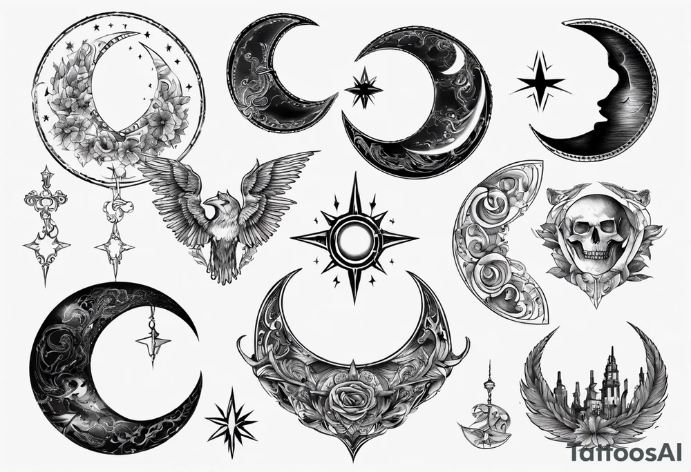 crescent moon masculine tattoo tattoo idea