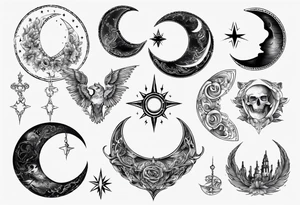 crescent moon masculine tattoo tattoo idea