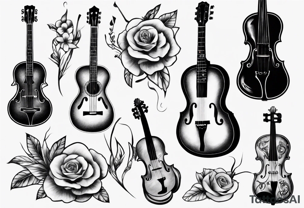 ACOUSTIC GUITAR AND VIOLIN tattoo idea