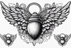 Acorn with angel wings tattoo idea
