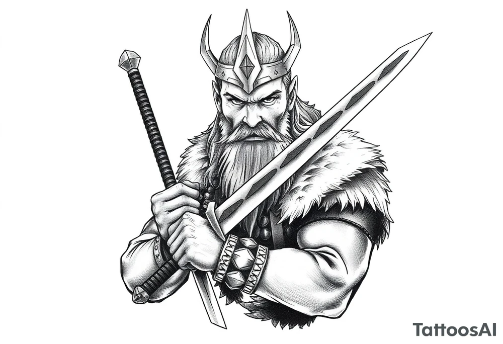 a viking with a sword. tattoo idea
