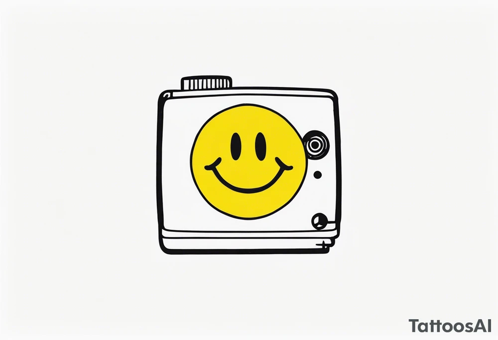 polaroid-picture silhouette with a very simple and tiny smiley in the middle tattoo idea