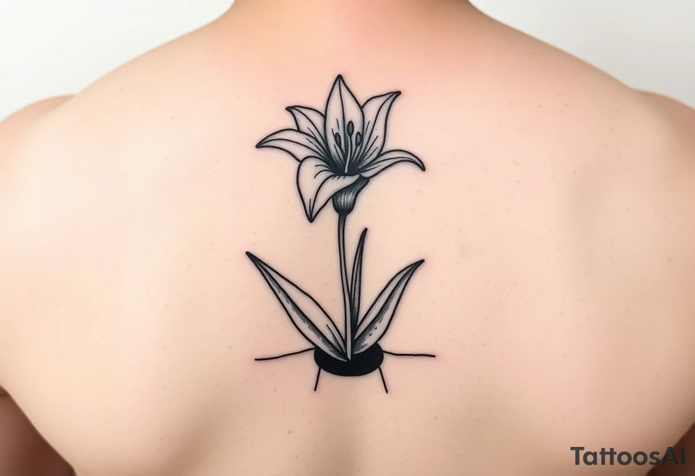 bathroom with lily coming up out of tile floor tattoo idea