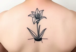 bathroom with lily coming up out of tile floor tattoo idea