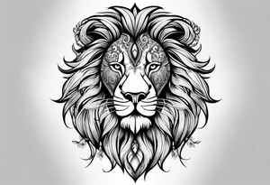 Ornate lion face tattoo idea