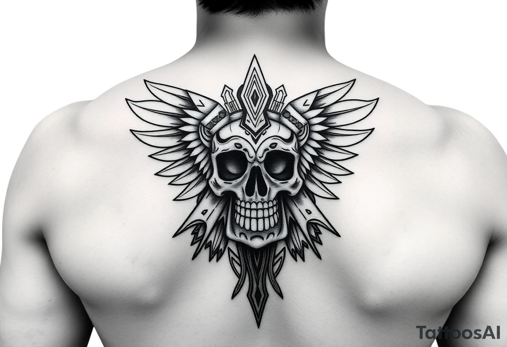 Create a mexican Aztec tattoo meant for the inner bicep, with the main theme of life and death but make sure to make it subtle as this theme should not be the main focus of the tattoo the mexican Aztec part is the main thing tattoo idea