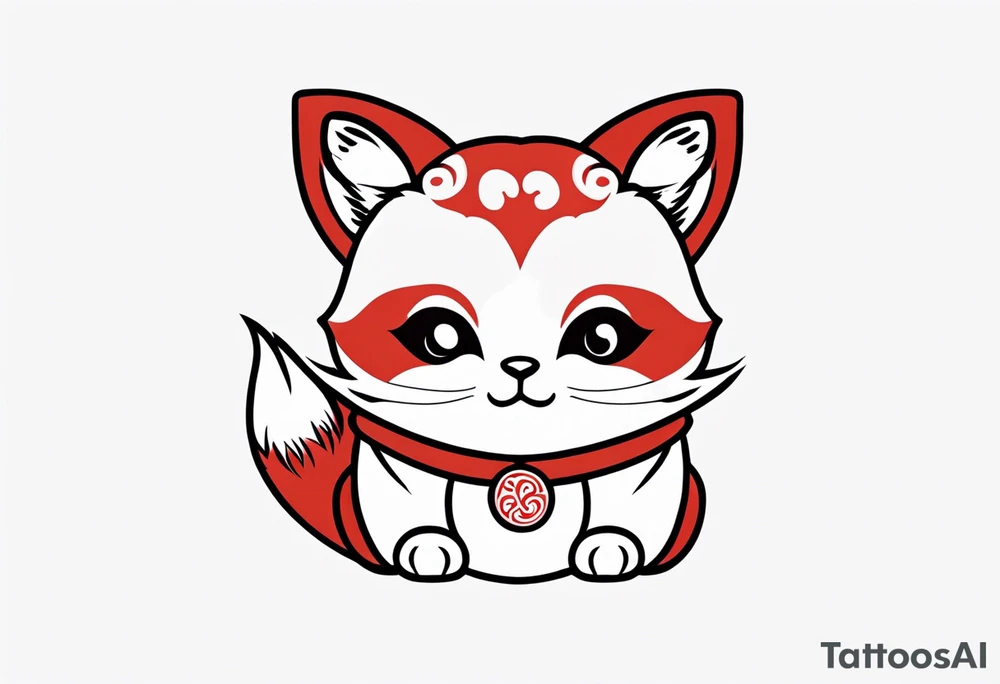Red panda lucky cat tattoo idea