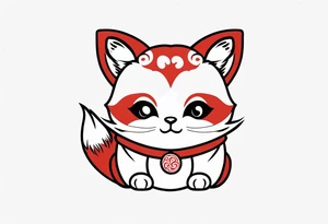 Red panda lucky cat tattoo idea