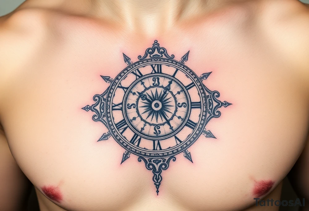 vintage roman numerals within ornate clockwork mechanism tattoo idea