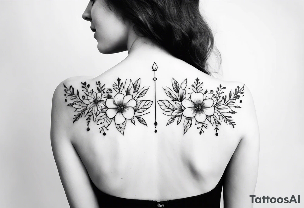 cherche la magie dans tout On collar bones with sparkles and flowers tattoo idea