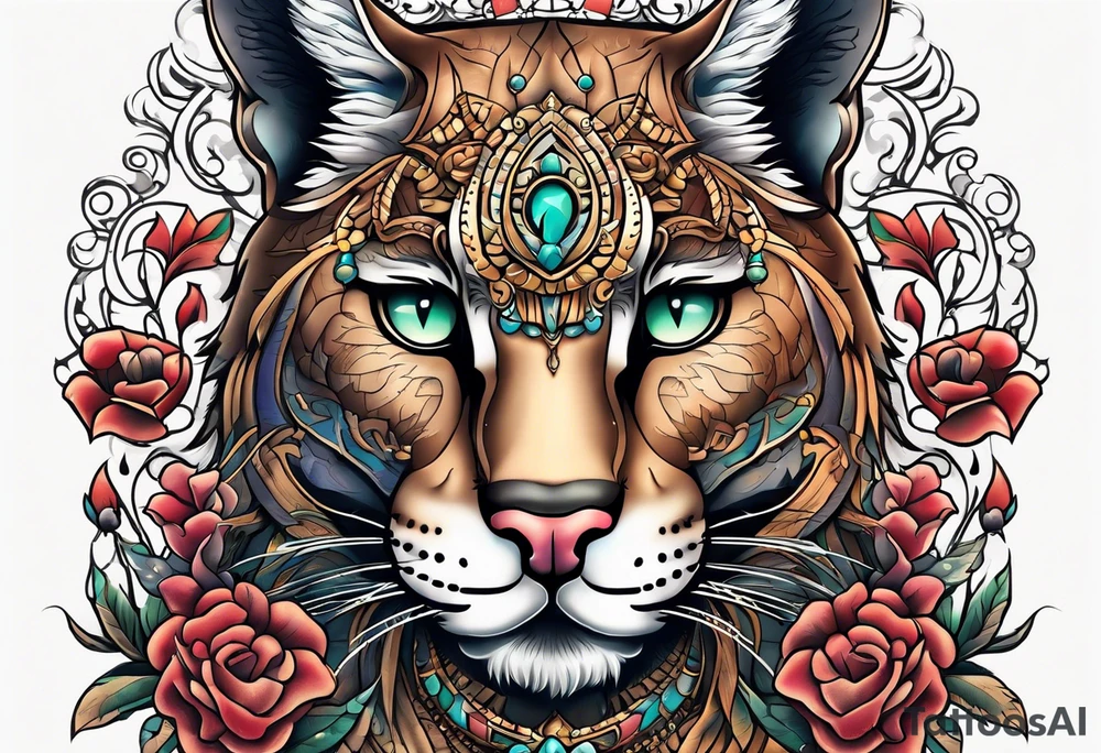 Puma with third eye tattoo idea
