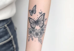 I have a full inside forearm done with butterfly’s, flowers, have a moon crust, dimonds, sprinkles so now I need to finish the other side it’s a long one from my wrist to the inside elbow tattoo idea