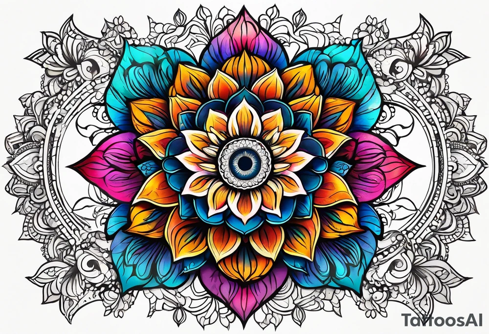 mandala lotus lace third eye tattoo idea