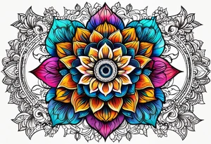 mandala lotus lace third eye tattoo idea