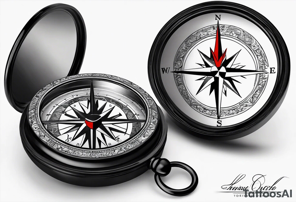 pocket compass opened with signature engraving on the top half inside tattoo idea pocket compass opened with signature engraving on the top half inside tattoo idea