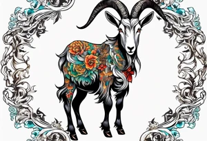 goat standing in two legs tattoo idea