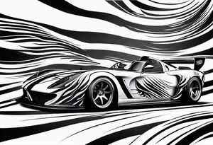 Race car with flames and fish tattoo idea