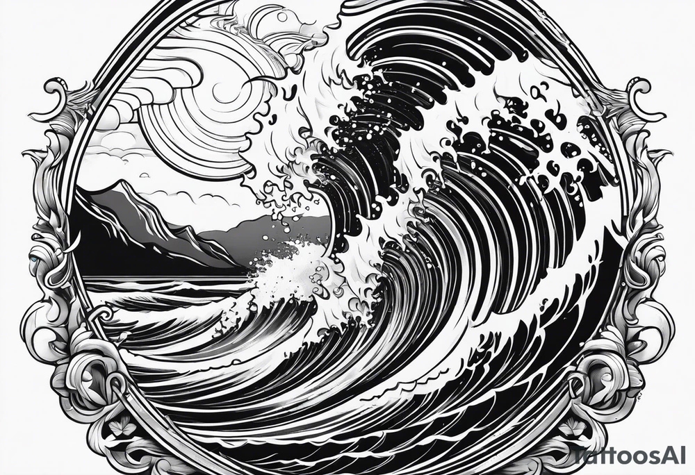 Poseidon steht in einer Welle im Meer tattoo idea