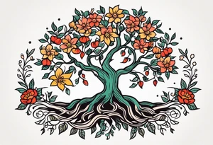 tree with roots

old school vintage simple traditional design with vintage flowers surrounding
bold color simple tattoo idea