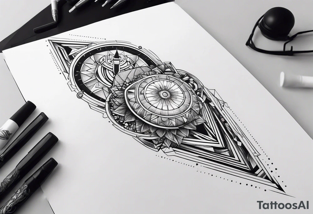 futuristic style on left arm tattoo idea