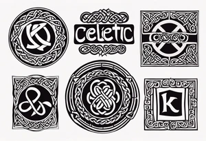 Celtic bands, a black power fist, and the names Kaela and Janice tattoo idea