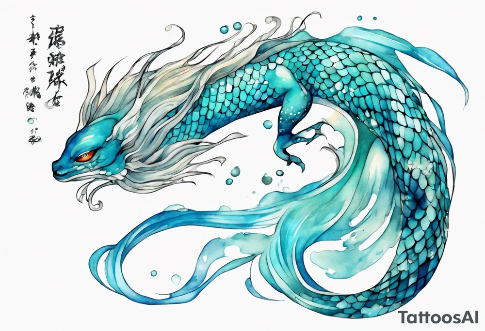 A beautiful undine with turquois scales. tattoo idea