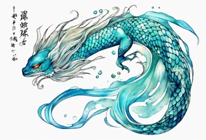 A beautiful undine with turquois scales. tattoo idea