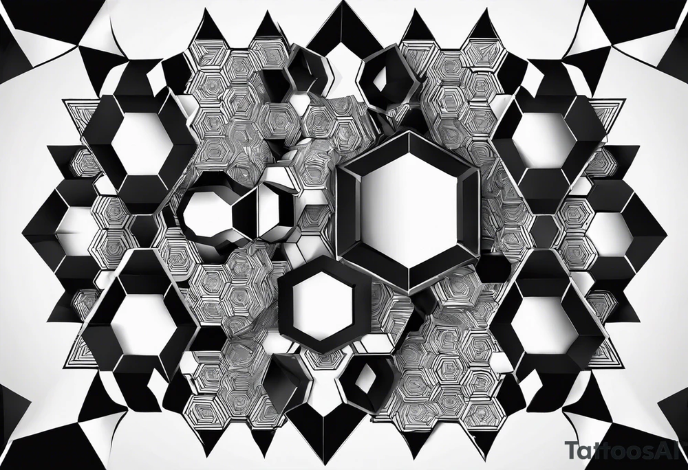 black plain big hexagons without texture tattoo idea