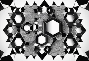 black plain big hexagons without texture tattoo idea