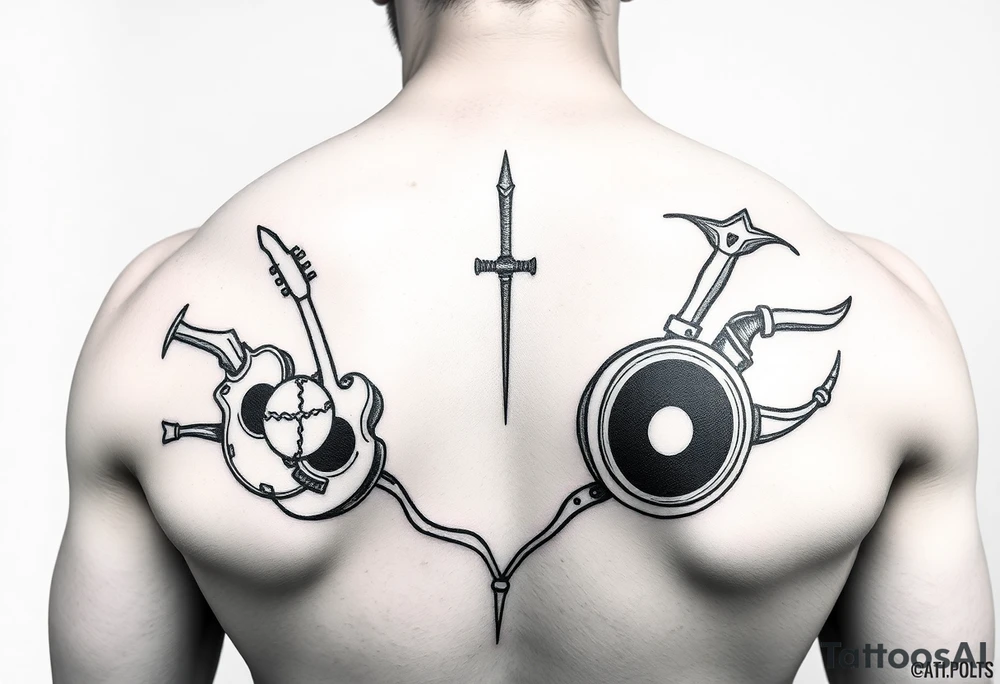 Music, sports, African culture half sleeve tattoo idea