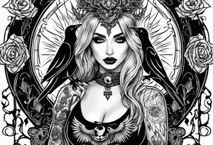 Goth girl raven tattoo idea