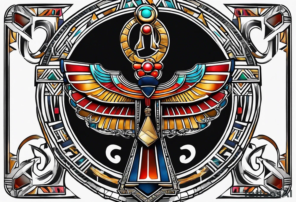 ankh symbol , ancient egyptian pyramids , black Egyptians tattoo idea