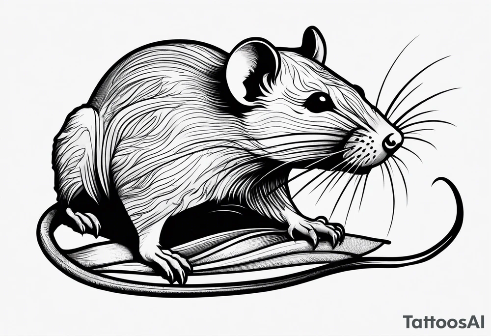 Rat without Flowers on beach tattoo idea