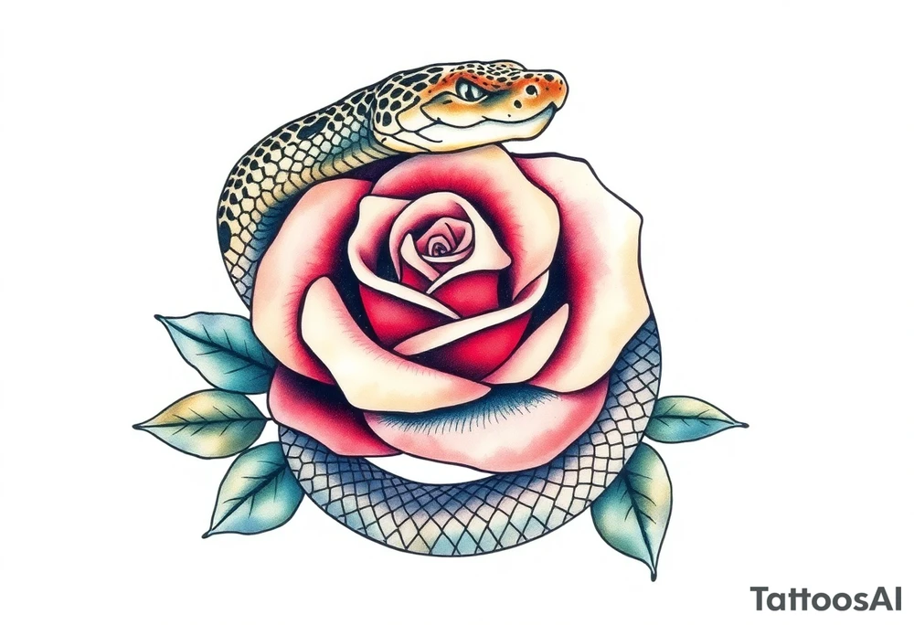 Snake wrapped around a rose tattoo idea