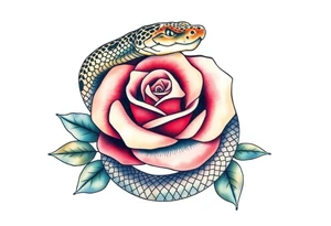 Snake wrapped around a rose tattoo idea
